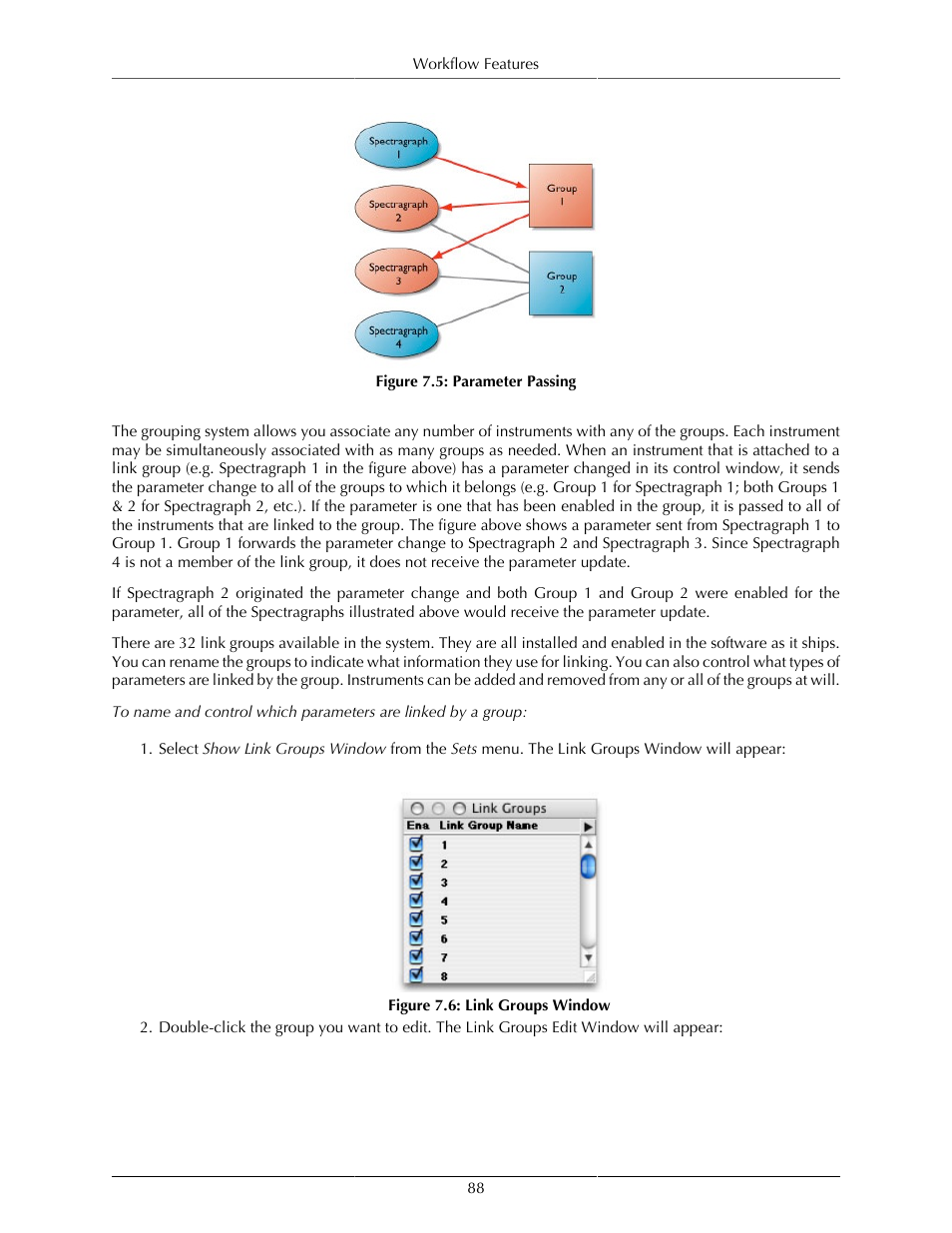 Parameter passing, 88 7.6. link groups window | Metric Halo SpectraFoo User Manual | Page 88 / 123