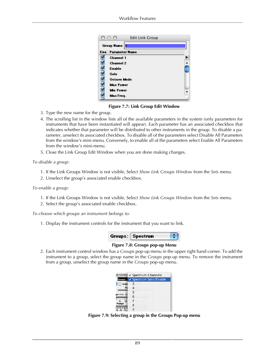 Link group edit window, 89 7.8. groups pop-up menu | Metric Halo SpectraFoo User Manual | Page 89 / 123