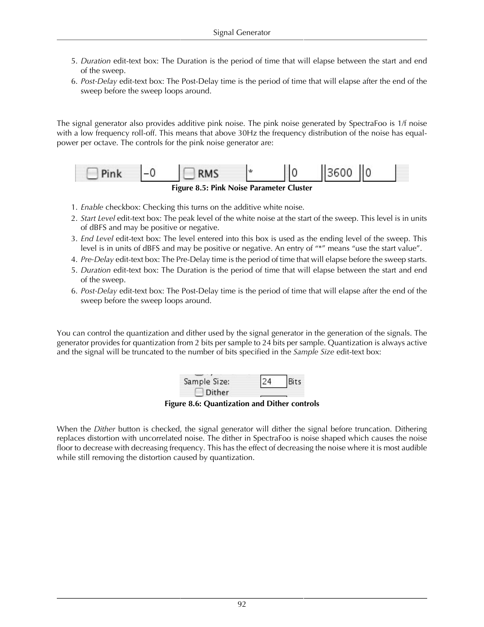 Additive pink noise with sweepable level, Dither & quantization, 92 dither & quantization | Pink noise parameter cluster, 92 8.6. quantization and dither controls | Metric Halo SpectraFoo User Manual | Page 92 / 123