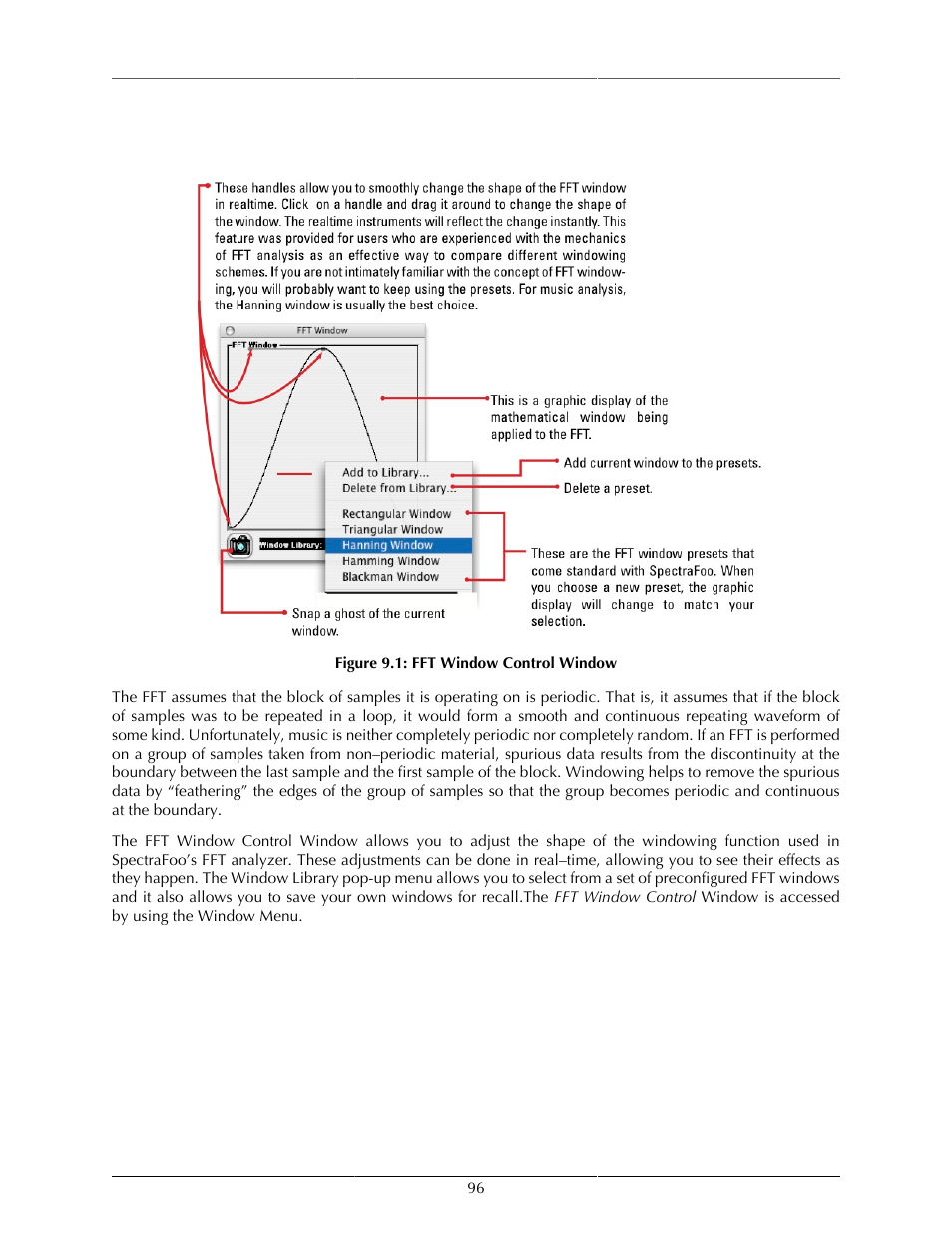 Controlling the fft window, Fft window control window | Metric Halo SpectraFoo User Manual | Page 96 / 123