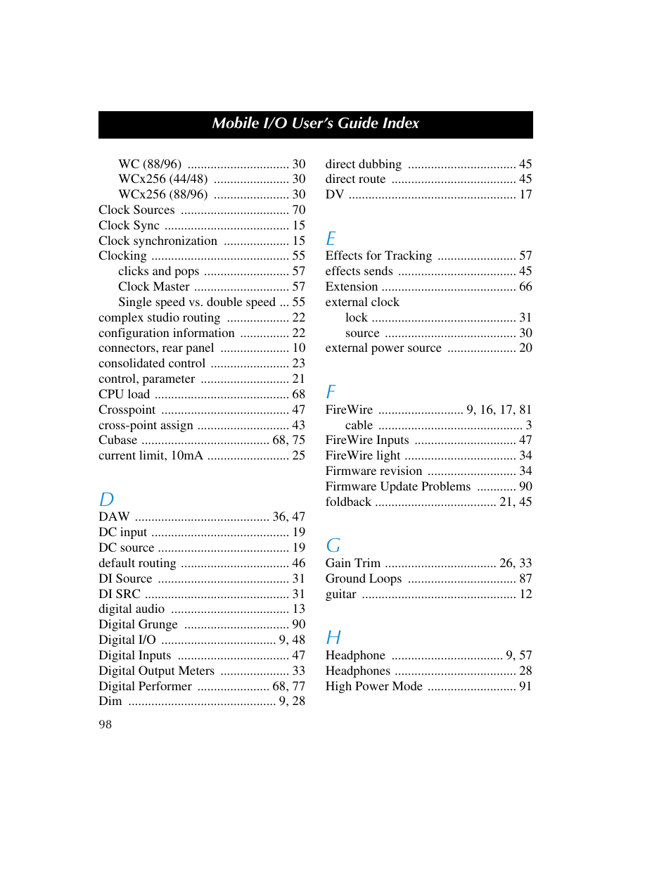 Metric Halo 2882 operating guide User Manual | Page 106 / 109