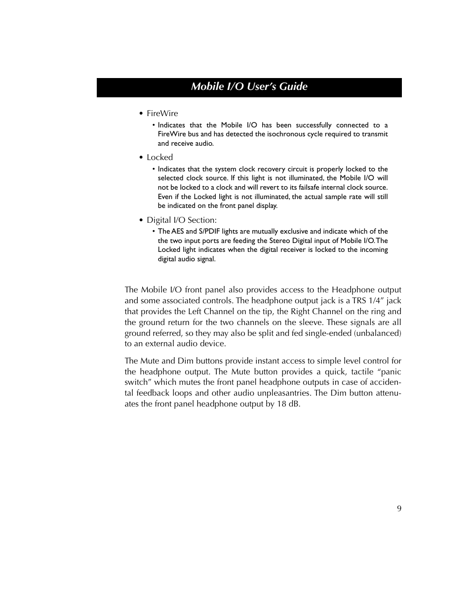 Mobile i/o user’s guide | Metric Halo 2882 operating guide User Manual | Page 17 / 109