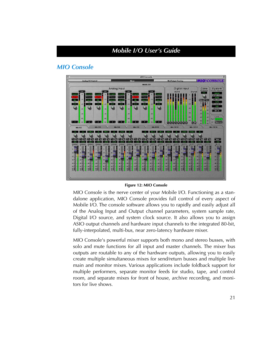 Mio console, Figure 12 | Metric Halo 2882 operating guide User Manual | Page 29 / 109