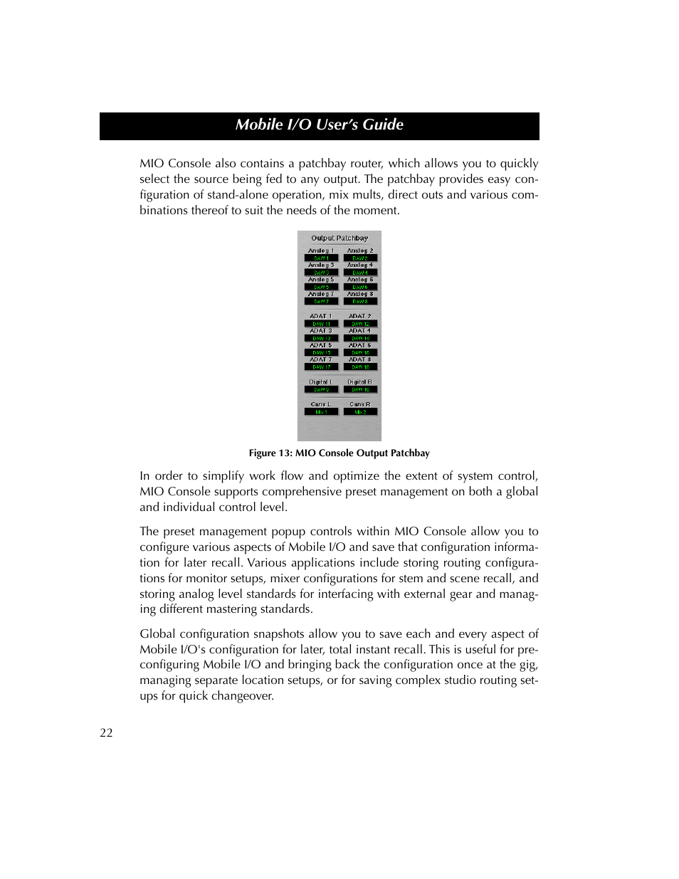 Figure 13, Mobile i/o user’s guide | Metric Halo 2882 operating guide User Manual | Page 30 / 109