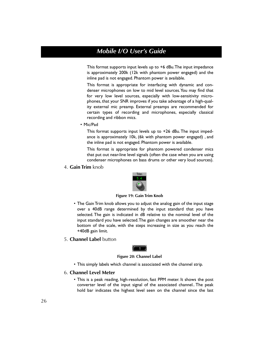 Figure 19, Figure 20, Mobile i/o user’s guide | Metric Halo 2882 operating guide User Manual | Page 34 / 109