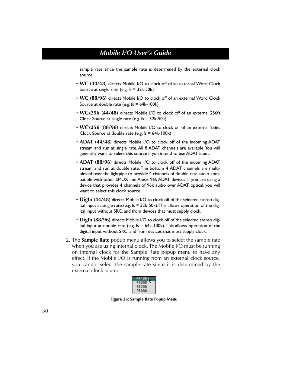 Figure 26, Mobile i/o user’s guide | Metric Halo 2882 operating guide User Manual | Page 38 / 109