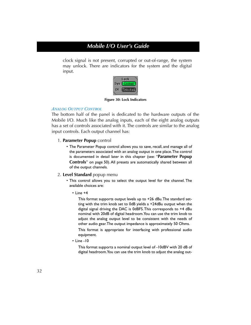 Analog output control, Figure 30, Mobile i/o user’s guide | Metric Halo 2882 operating guide User Manual | Page 40 / 109