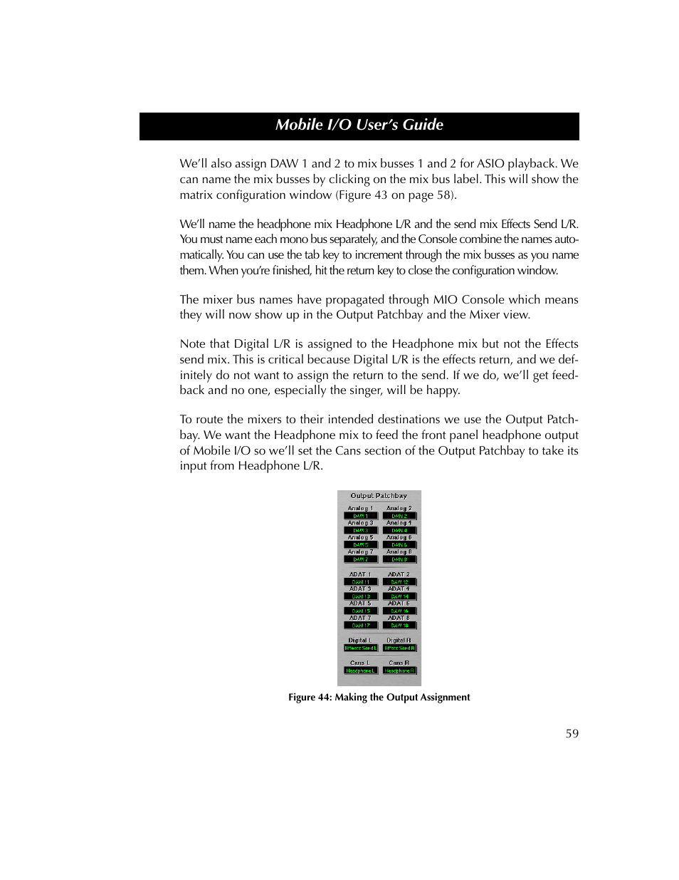 Figure 44, Mobile i/o user’s guide | Metric Halo 2882 operating guide User Manual | Page 67 / 109
