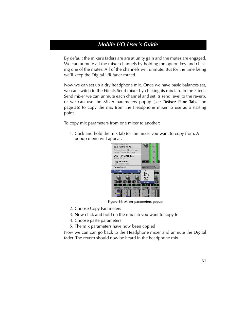Figure 46, Mobile i/o user’s guide | Metric Halo 2882 operating guide User Manual | Page 69 / 109