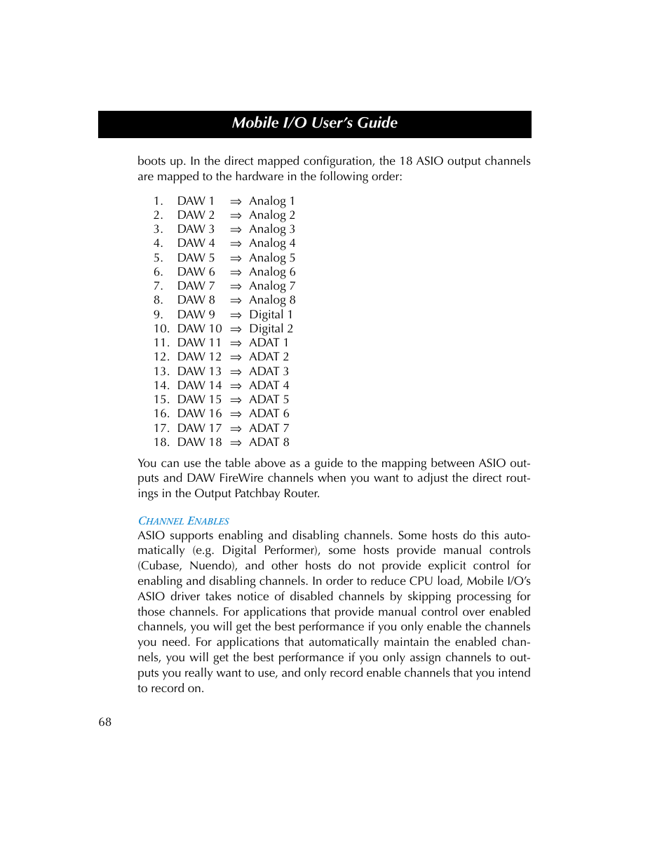 Channel enables, Mobile i/o user’s guide | Metric Halo 2882 operating guide User Manual | Page 76 / 109