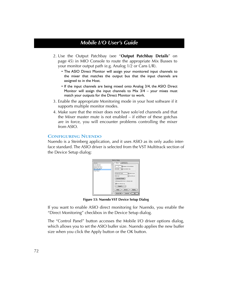 Configuring nuendo, Figure 53, Mobile i/o user’s guide | Metric Halo 2882 operating guide User Manual | Page 80 / 109