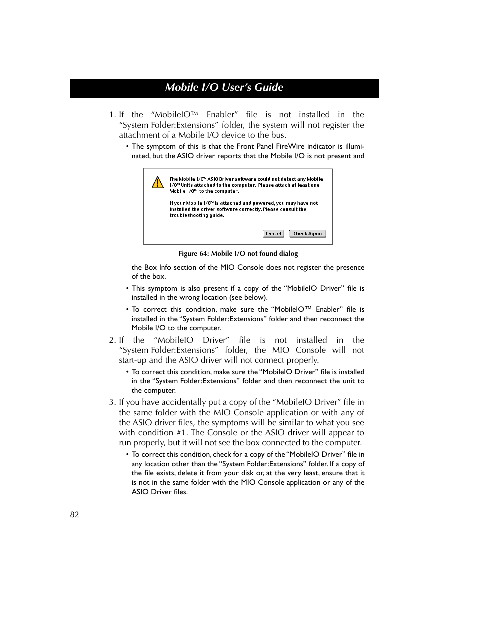 Figure 64, Mobile i/o user’s guide | Metric Halo 2882 operating guide User Manual | Page 90 / 109