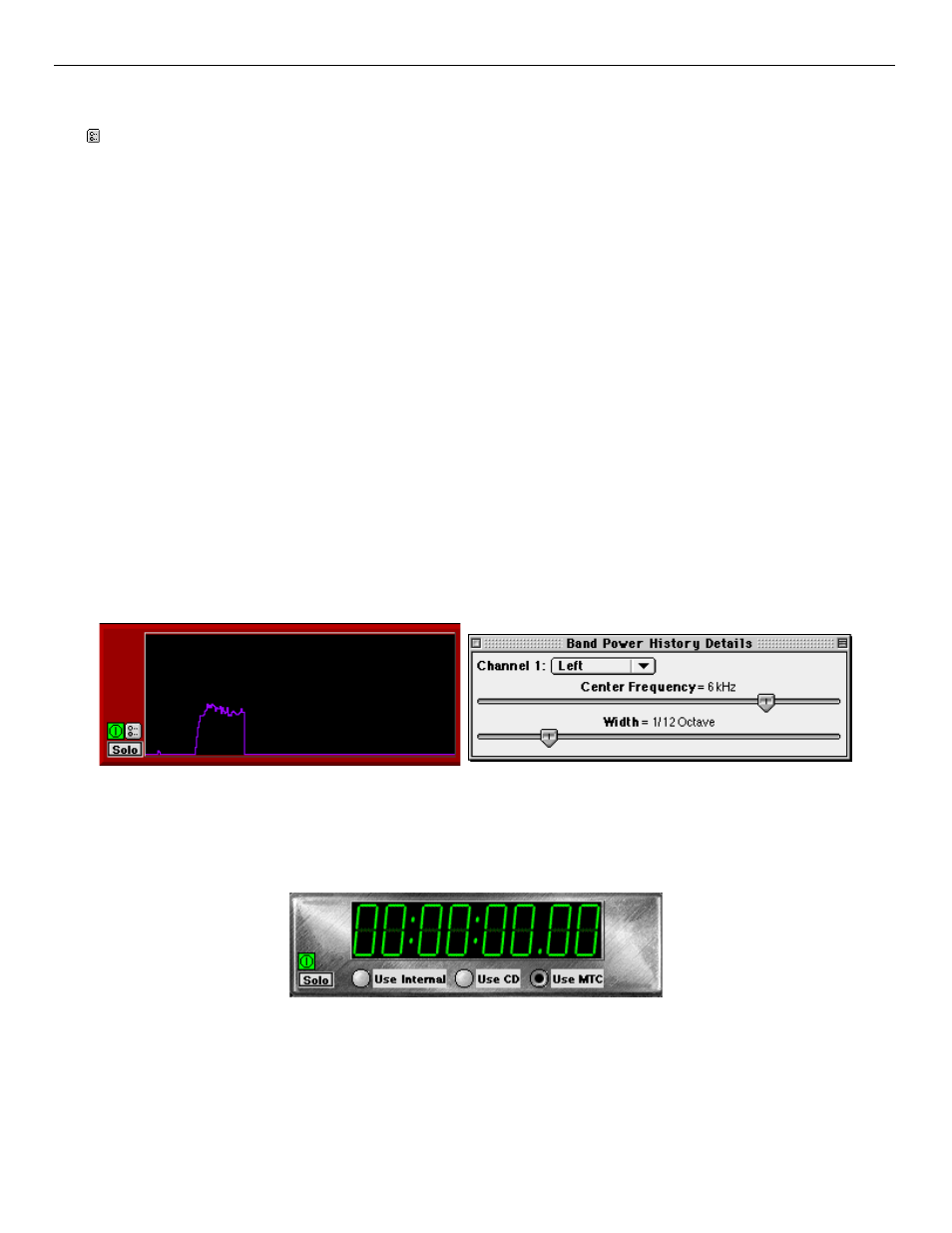 Band power history, Timecode clock | Metric Halo SpectraFoo Version 1.5 User Manual | Page 15 / 41