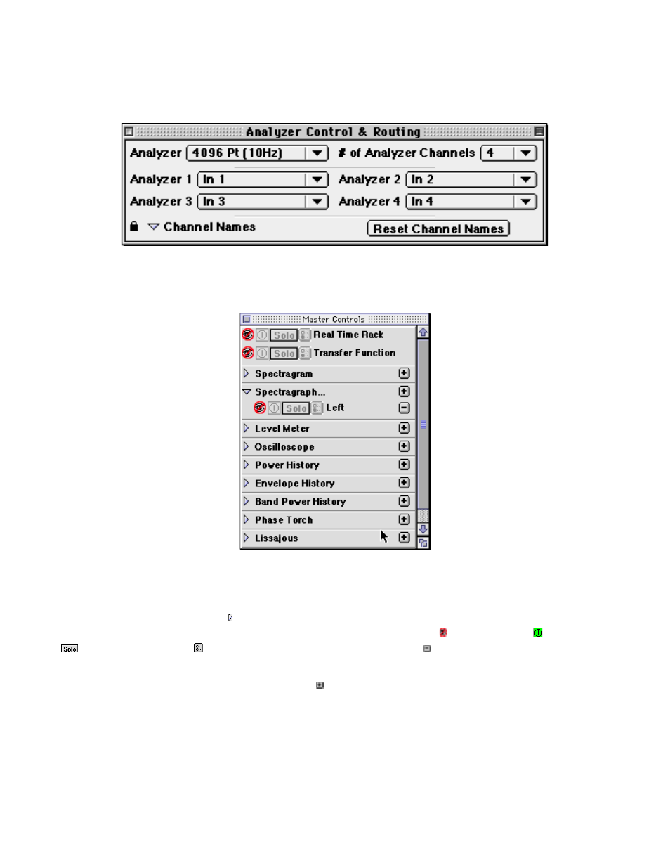 Controlling audio and instruments, Master controls window, Controlling audio and instruments in spectrafoo | Metric Halo SpectraFoo Version 1.5 User Manual | Page 21 / 41