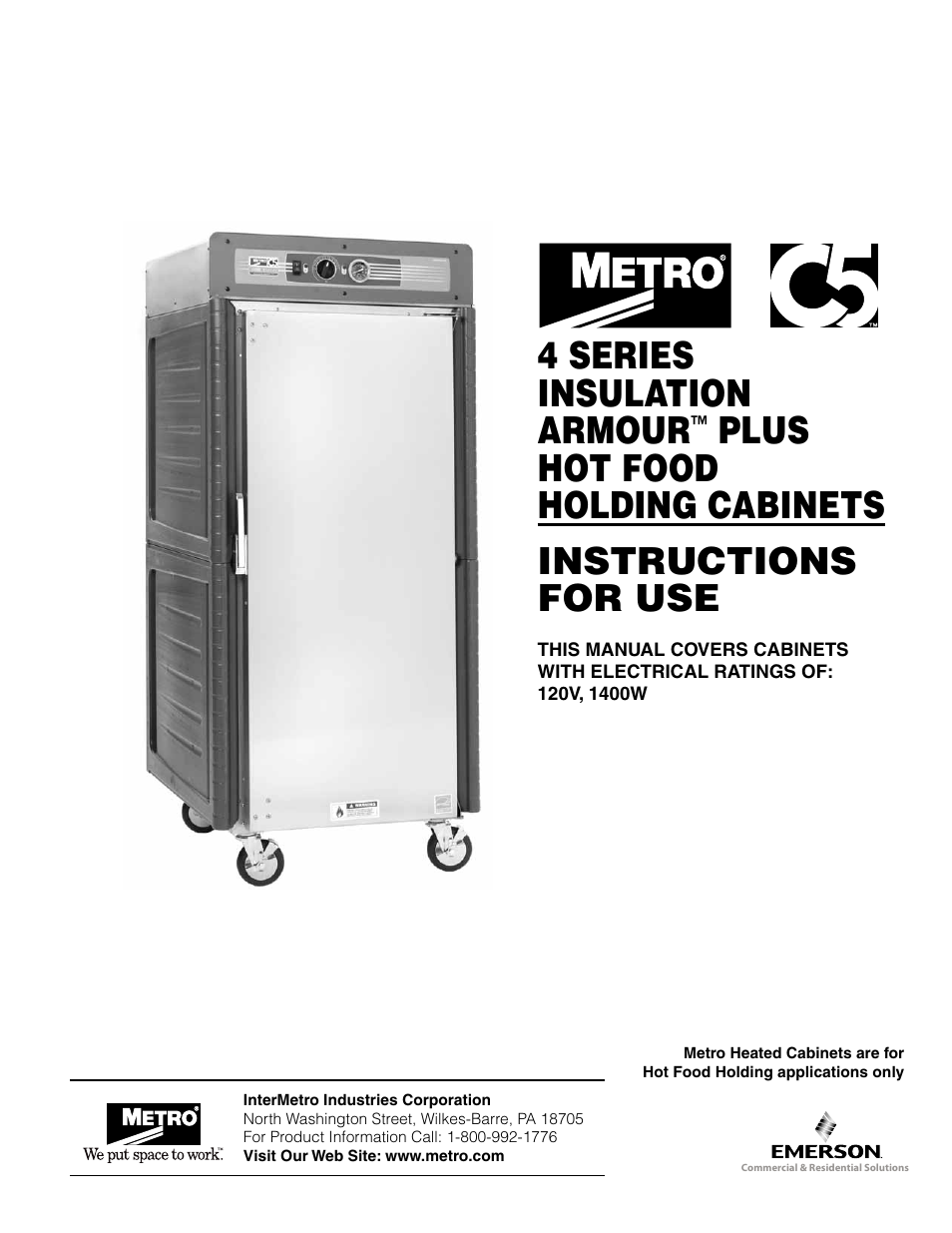 Metro 4 Series Insulation Armour Plus Hot food Holding Cabinets User Manual | 16 pages