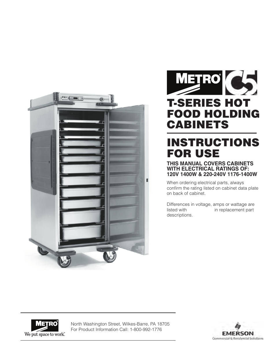 Metro T-Series Hot Food Holding Cabinets User Manual | 24 pages