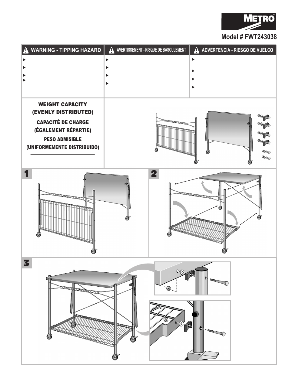 Metro Folding Work Table User Manual | 2 pages