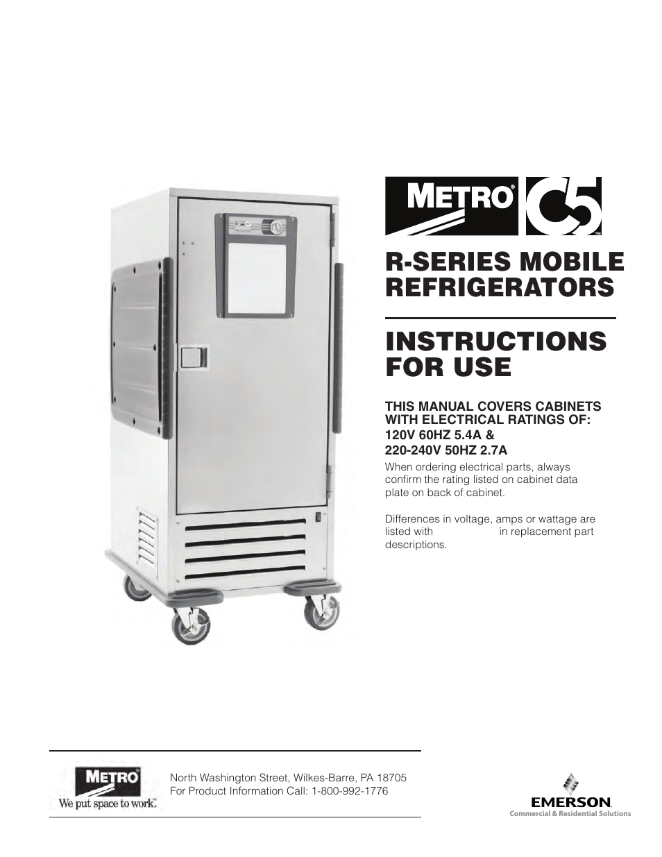 Metro R-Series Mobile Refrigerators User Manual | 16 pages