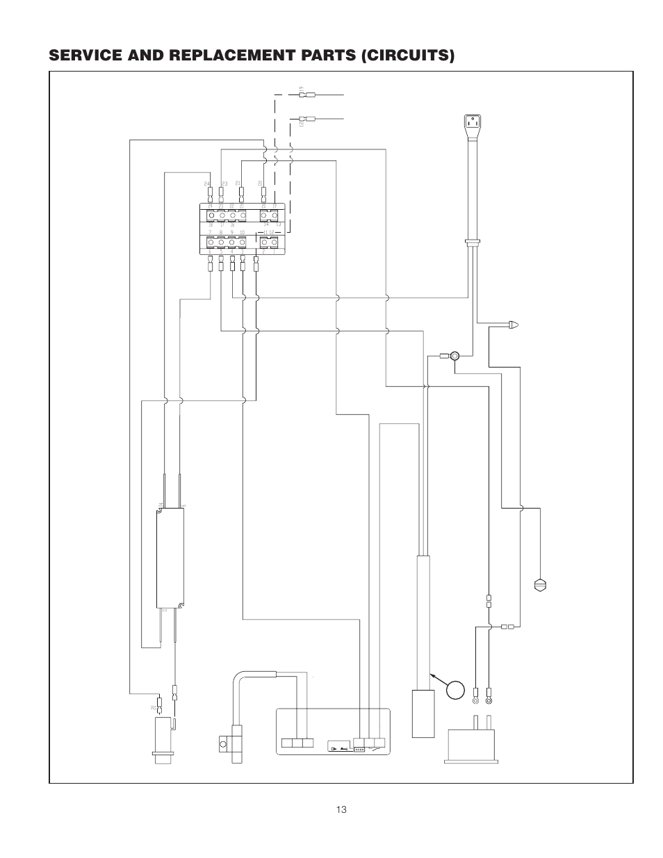 Service and replacement parts (circuits), Controller, Sensor | Master switch green ground screw, Fan wiring harness, Fuse holder, Terminal block, Power suppl y | Metro R-Series Mobile Refrigerators User Manual | Page 13 / 16