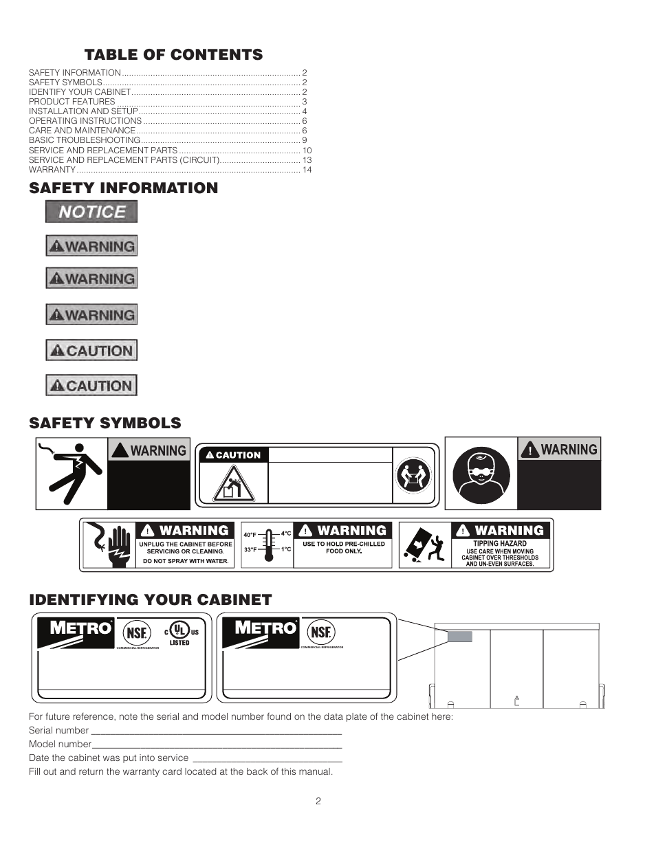 Metro R-Series Mobile Refrigerators User Manual | Page 2 / 16