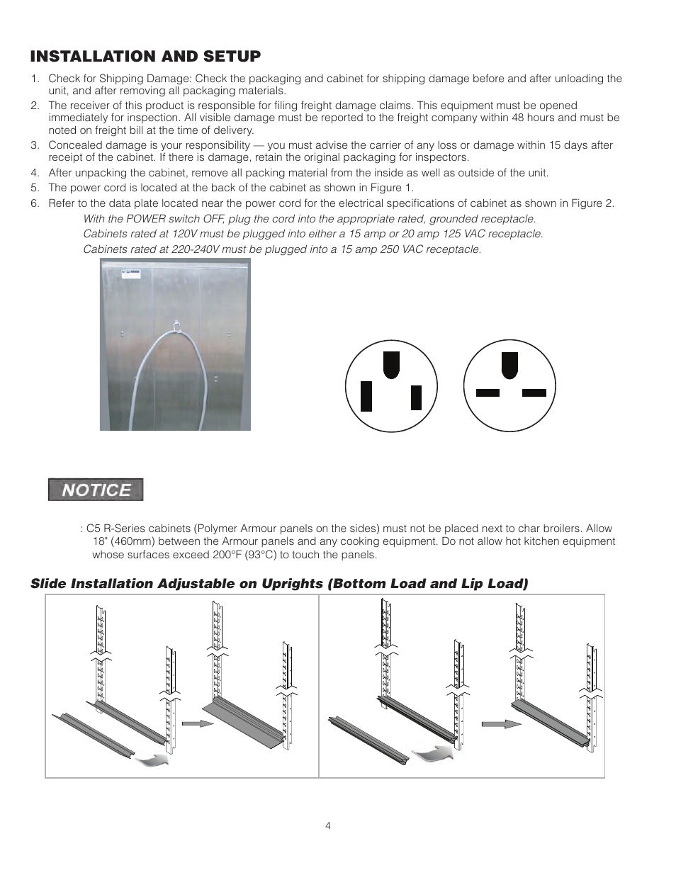 Installation and setup | Metro R-Series Mobile Refrigerators User Manual | Page 4 / 16