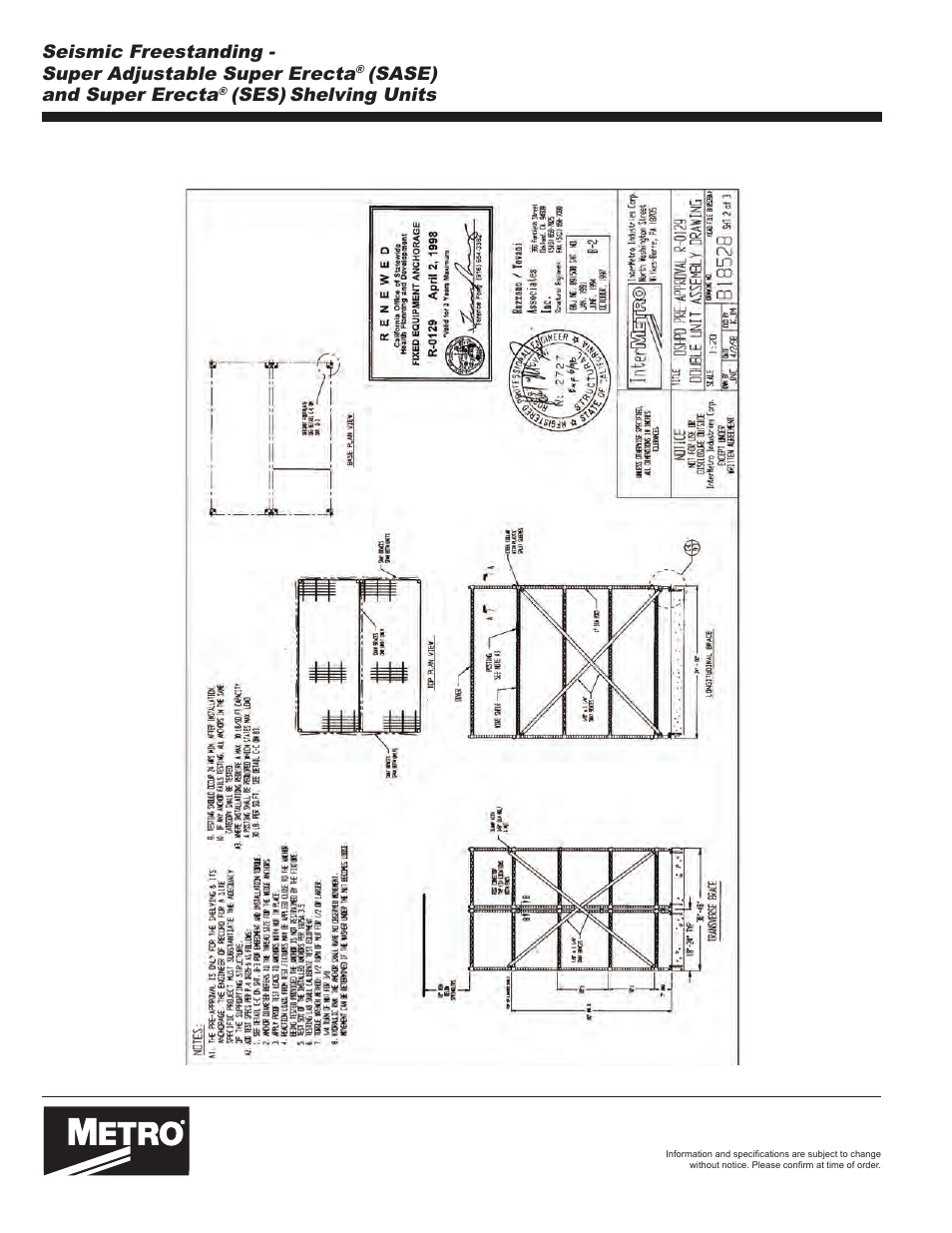 Sase) and super erecta, Ses), Shelving units | Metro Seismic Freestanding - Super Adjustable Super Erecta (SASE) and Super Erecta (SES) Shelving Units User Manual | Page 8 / 8