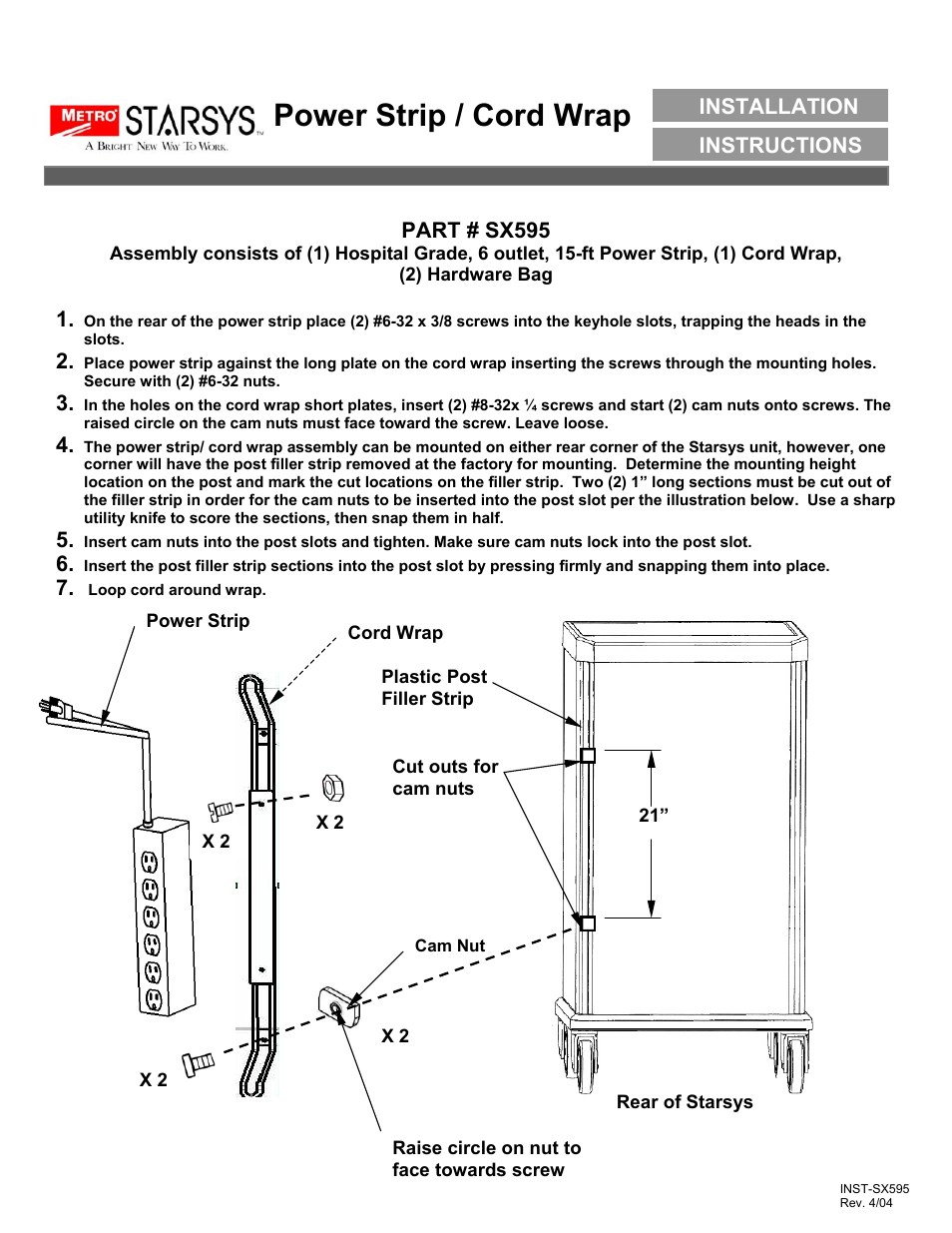 Power strip / cord wrap | Metro Power Strip / Cord Wrap Mounted on Overbridge User Manual | Page 2 / 2