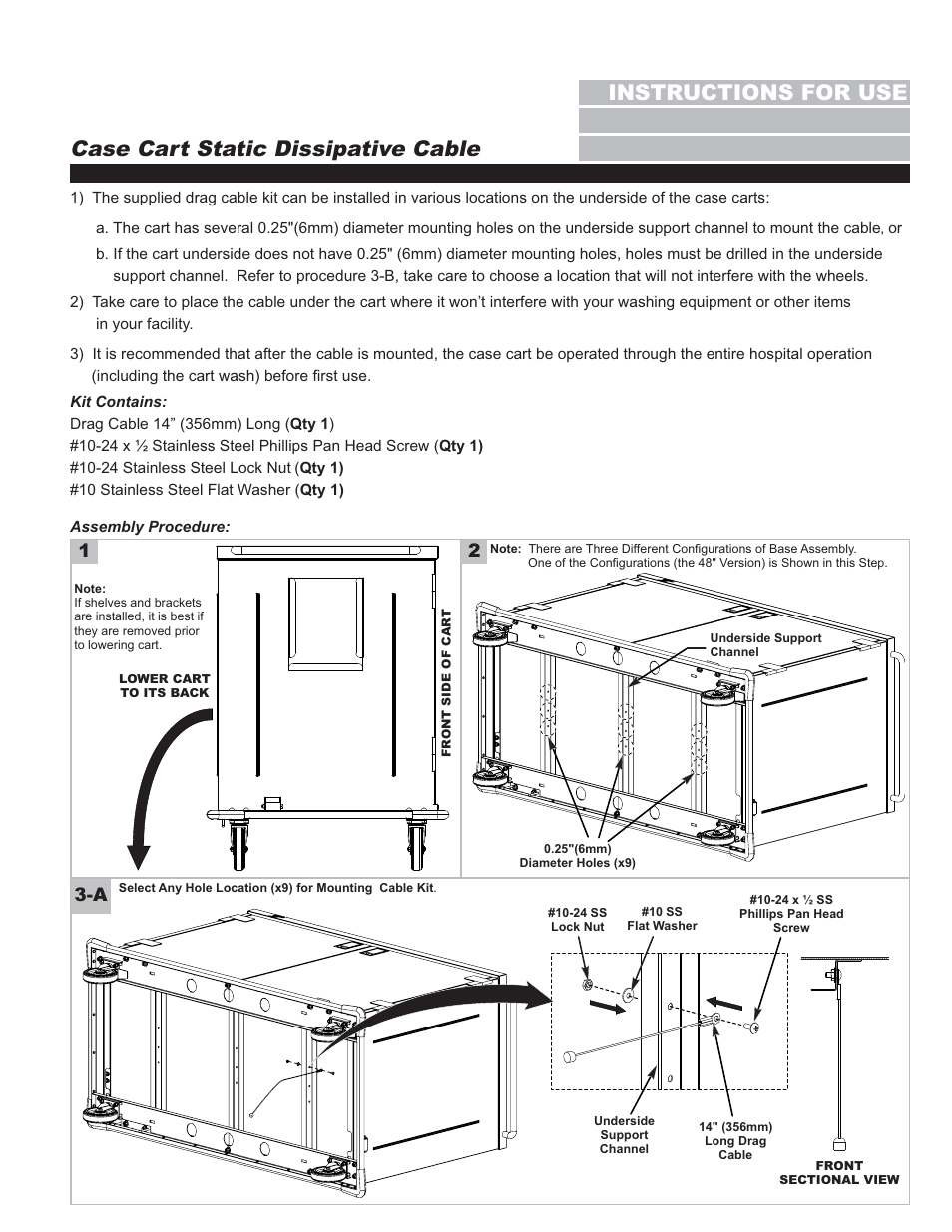 Metro Case Cart Static Dissipative Cable User Manual | 2 pages