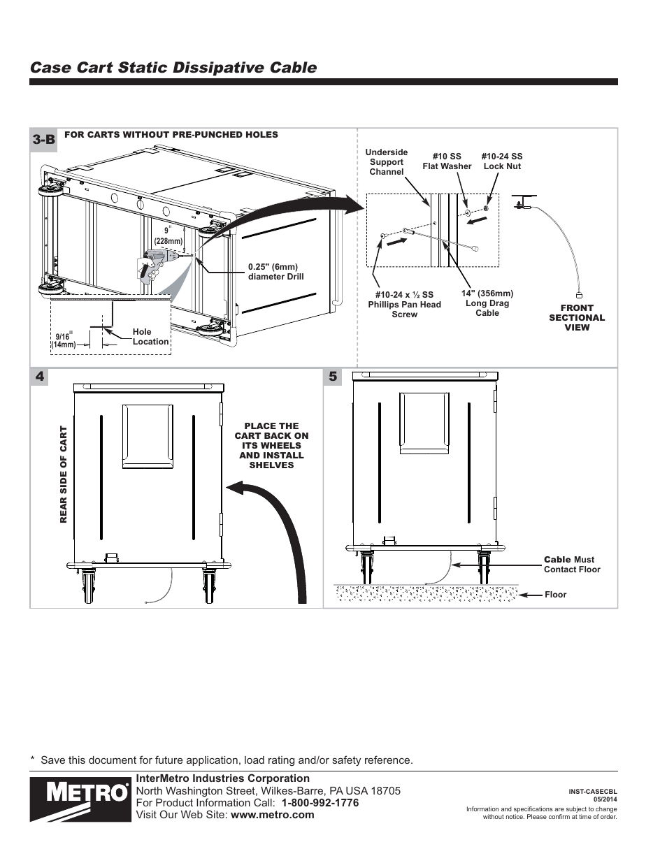 Case cart static dissipative cable | Metro Case Cart Static Dissipative Cable User Manual | Page 2 / 2