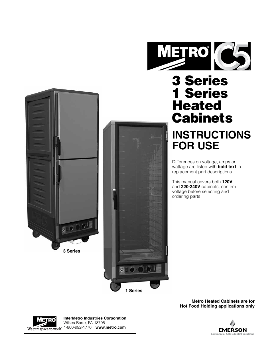Metro C5 3 Series Heated Cabinets User Manual | 32 pages