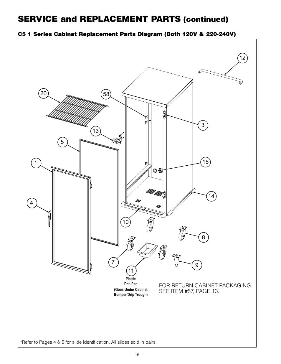 Service and replacement parts, Continued) | Metro C5 3 Series Heated Cabinets User Manual | Page 18 / 32