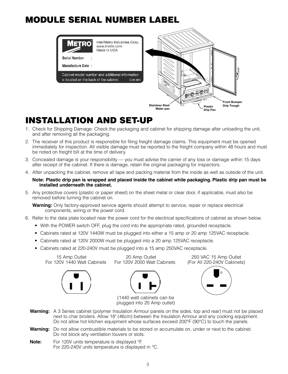 Module serial number label installation and set-up | Metro C5 3 Series Heated Cabinets User Manual | Page 5 / 32