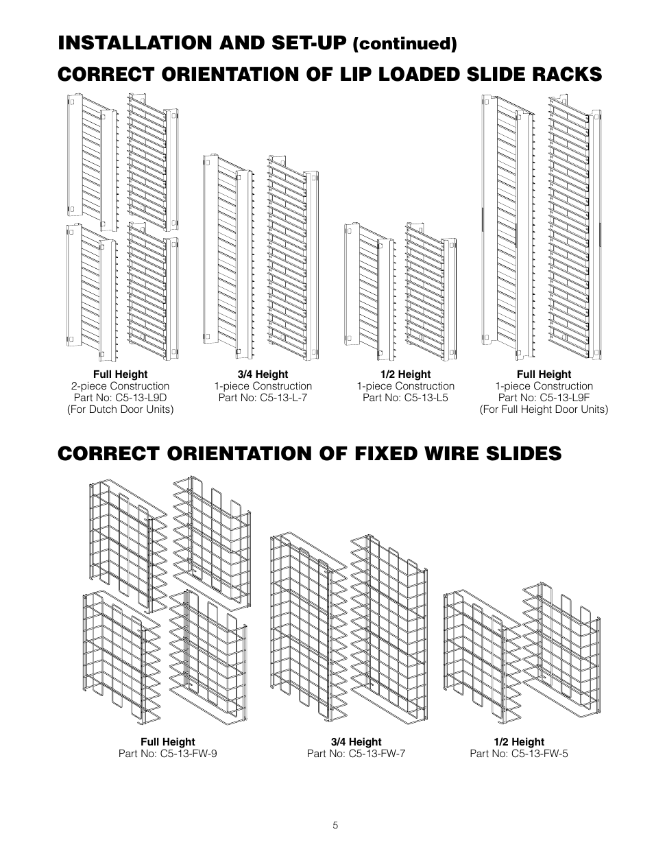 Correct orientation of fixed wire slides, Continued) | Metro C5 3 Series Heated Cabinets User Manual | Page 7 / 32