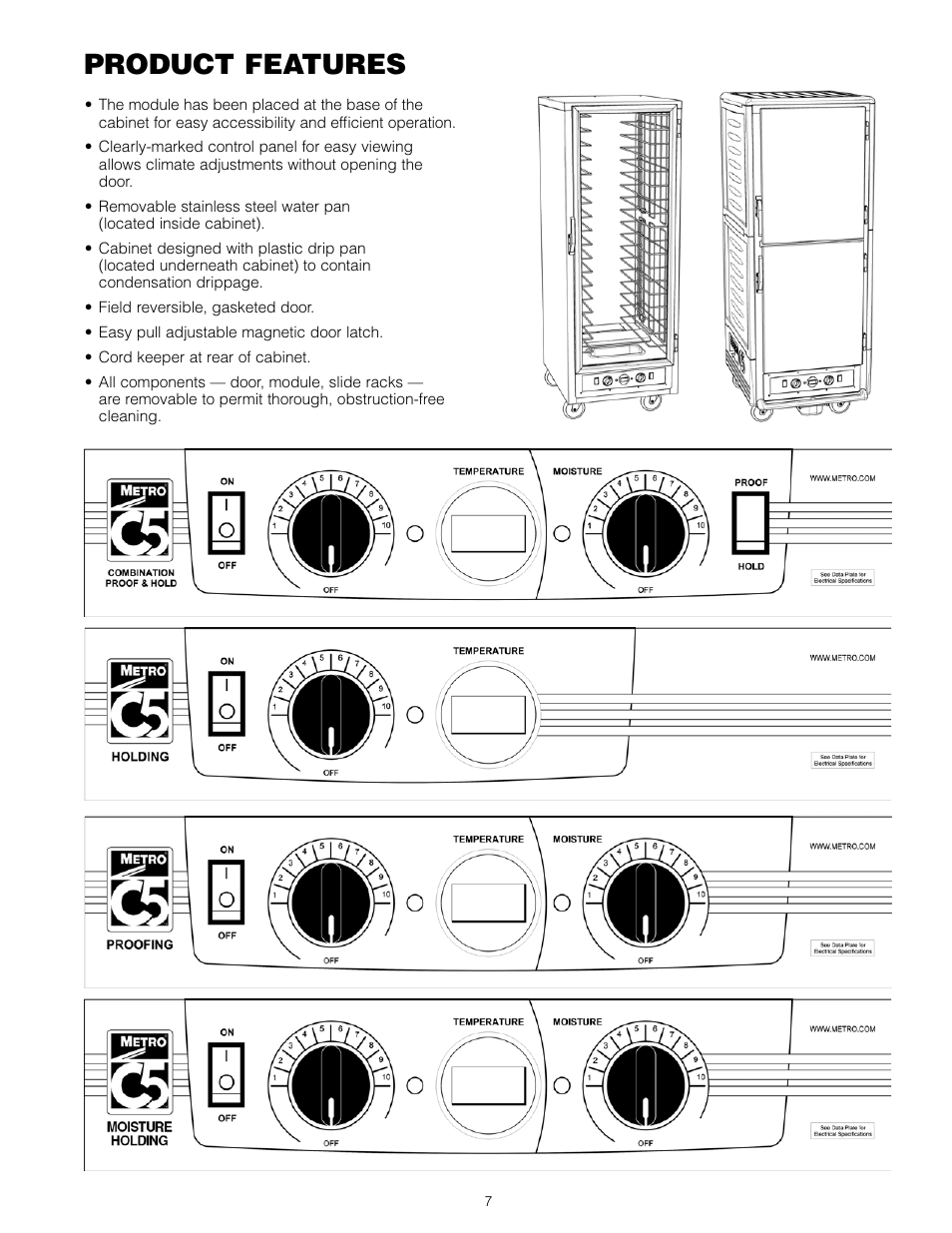 Product features | Metro C5 3 Series Heated Cabinets User Manual | Page 9 / 32