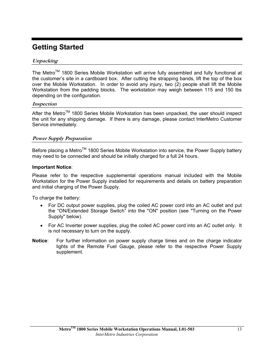 Getting started | Metro 1800 Series Mobile Workstation User Manual | Page 13 / 40