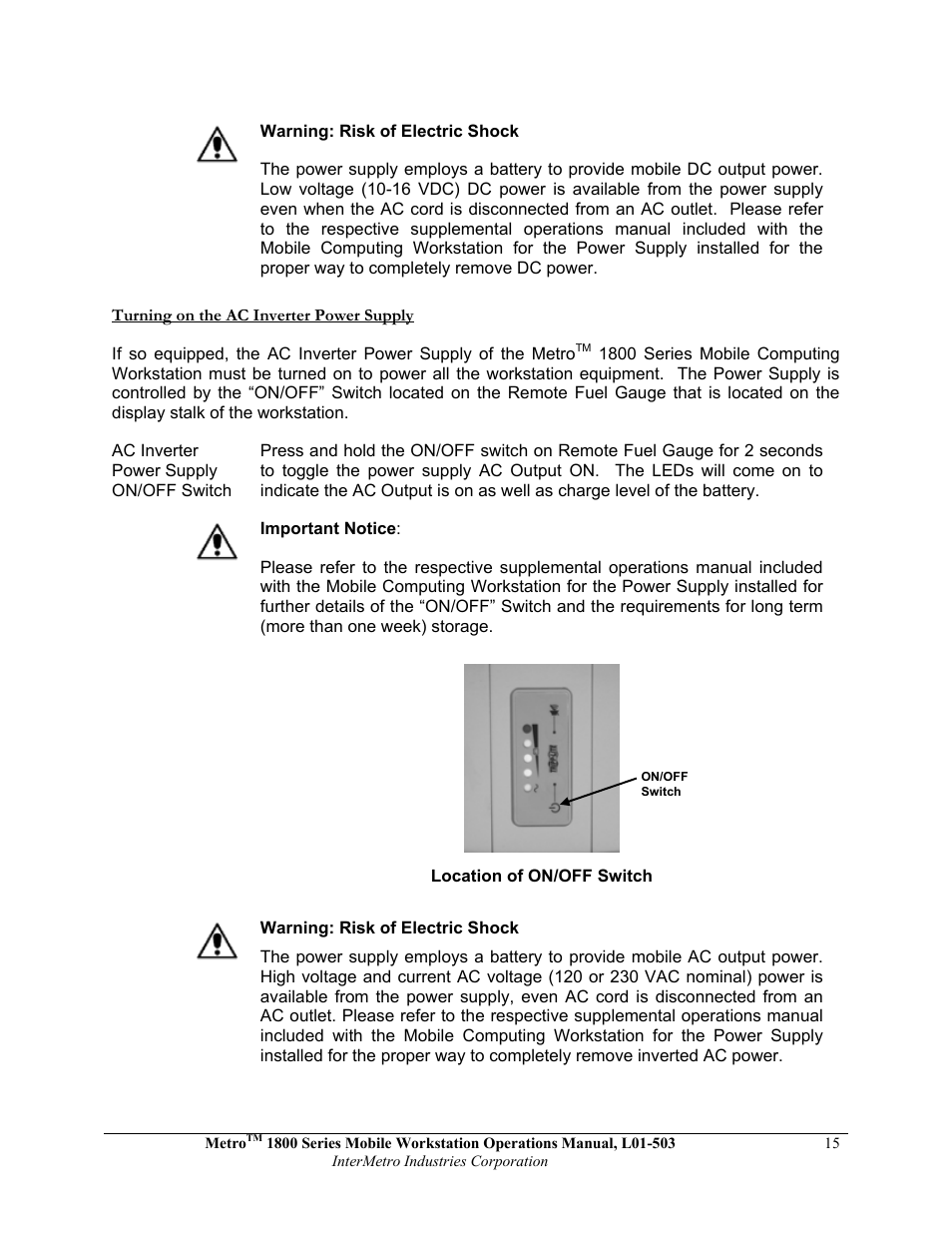 Metro 1800 Series Mobile Workstation User Manual | Page 15 / 40