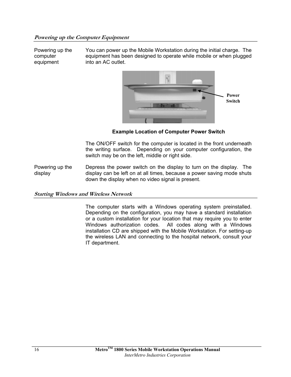 Metro 1800 Series Mobile Workstation User Manual | Page 16 / 40