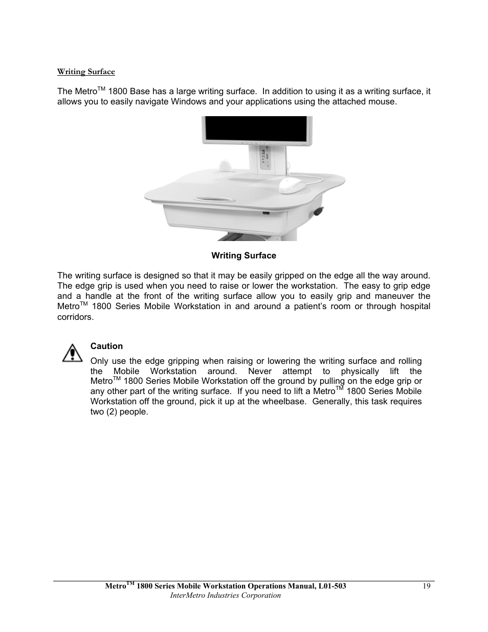 Metro 1800 Series Mobile Workstation User Manual | Page 19 / 40