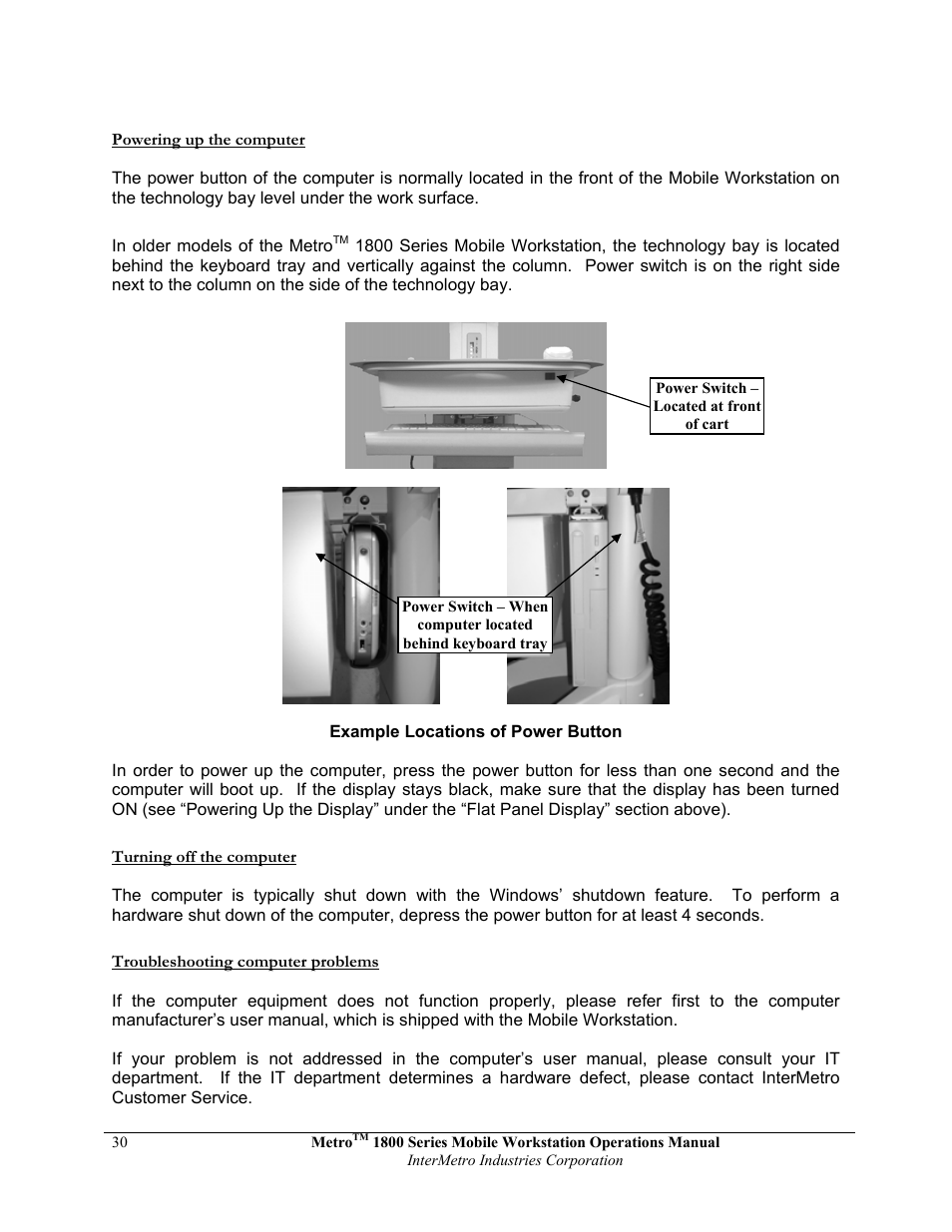 Metro 1800 Series Mobile Workstation User Manual | Page 30 / 40