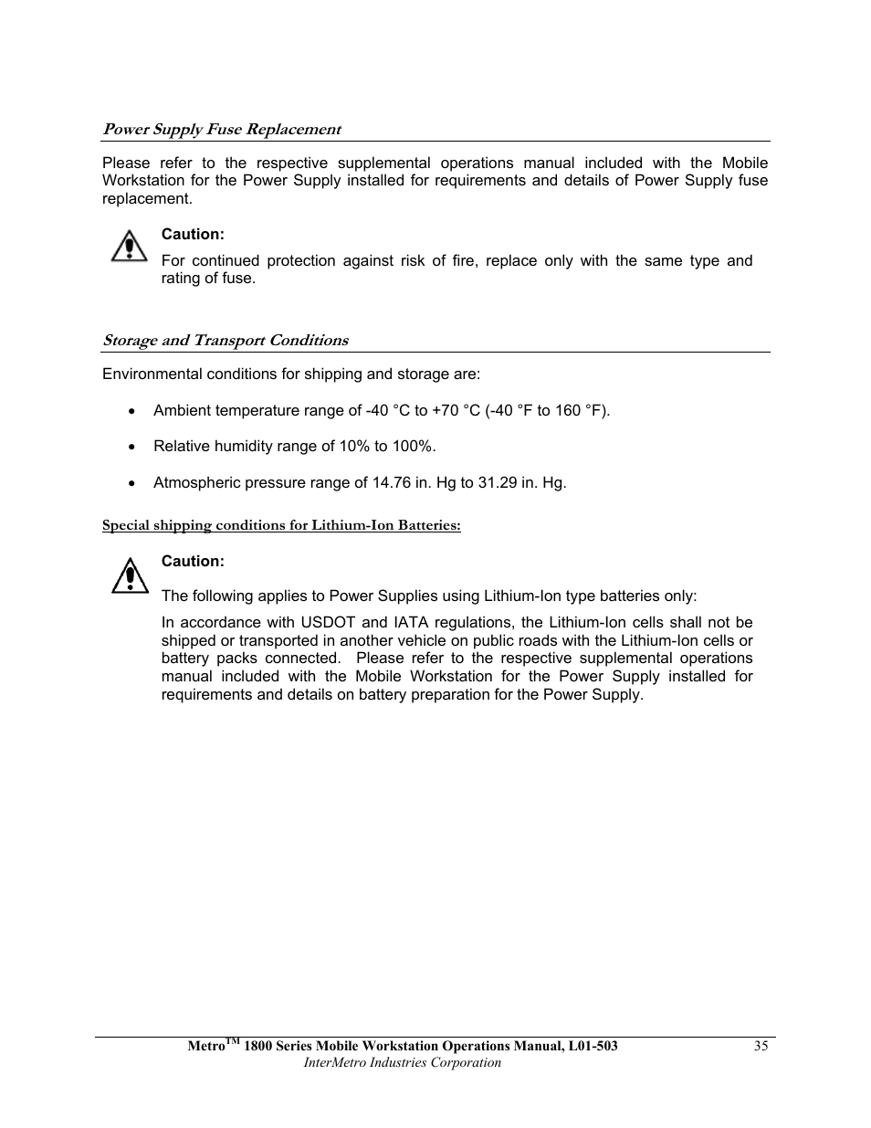 Metro 1800 Series Mobile Workstation User Manual | Page 35 / 40