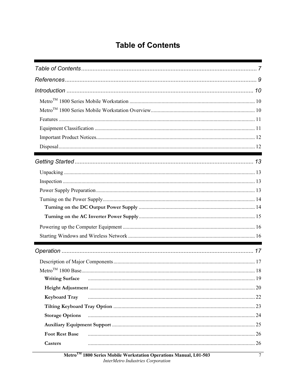 Metro 1800 Series Mobile Workstation User Manual | Page 7 / 40