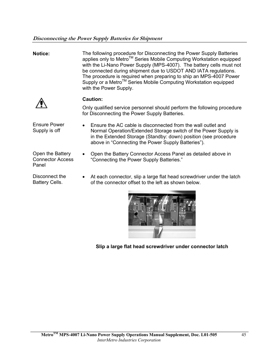 Metro Mobile Computing Workstations MPS-4007 Lithium Ion Nano-Phosphate Power Supply User Manual | Page 45 / 52