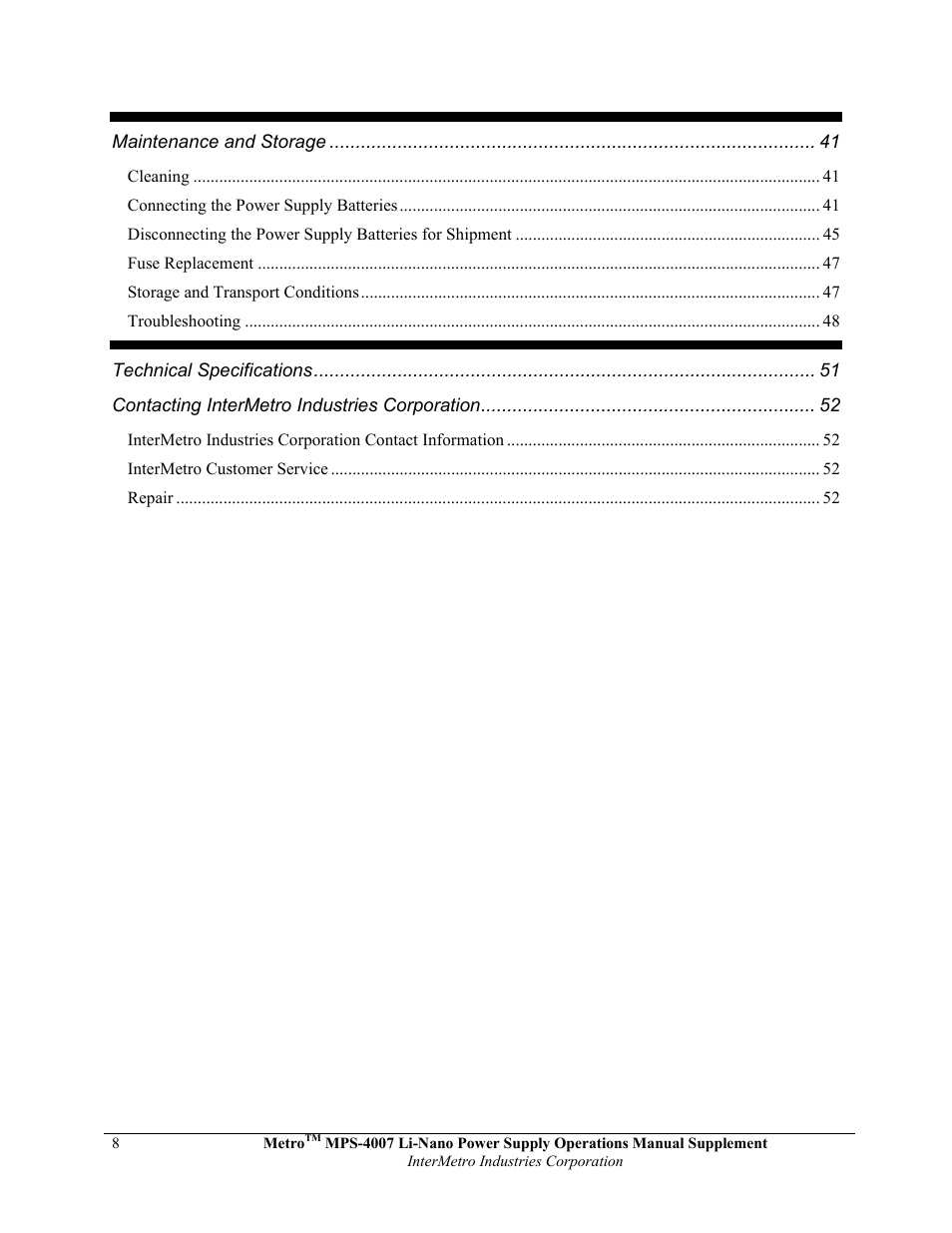 Metro Mobile Computing Workstations MPS-4007 Lithium Ion Nano-Phosphate Power Supply User Manual | Page 8 / 52