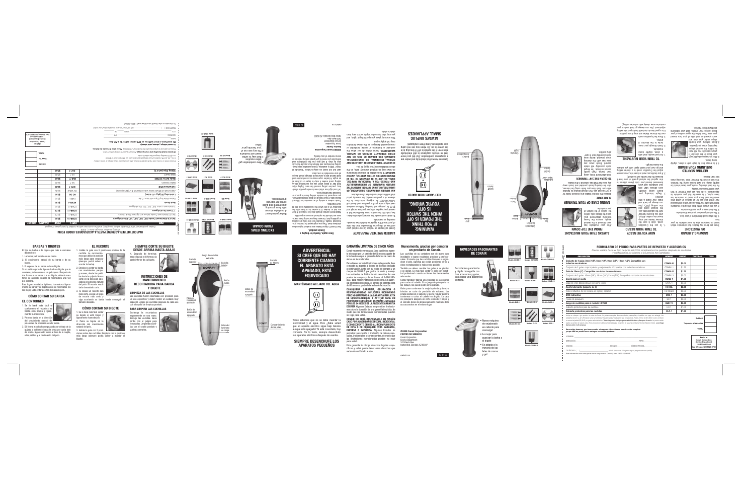 Alw ays unplug small appliances, Siempre desenchufe los aparatos pequeños | Conair Custom Cut HCT560 User Manual | Page 2 / 2