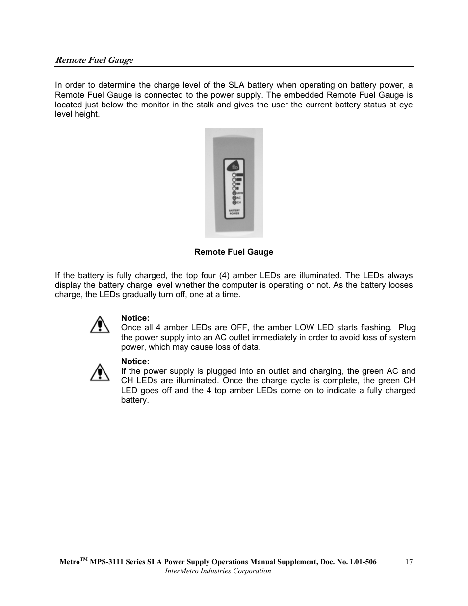 Metro Mobile Computing Workstations MPS-3111 Series Sealed Lead Acid Power Supply User Manual | Page 17 / 36