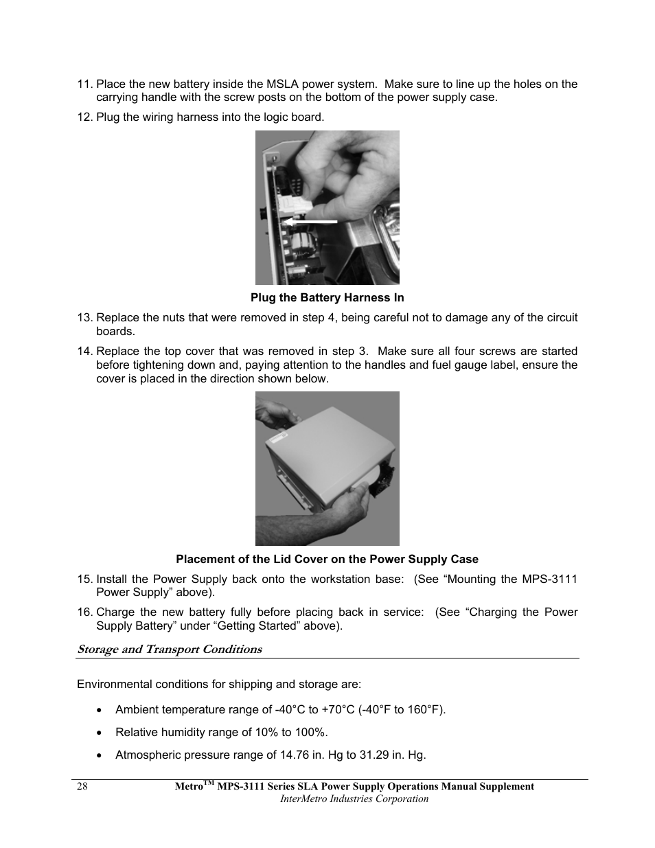 Metro Mobile Computing Workstations MPS-3111 Series Sealed Lead Acid Power Supply User Manual | Page 28 / 36