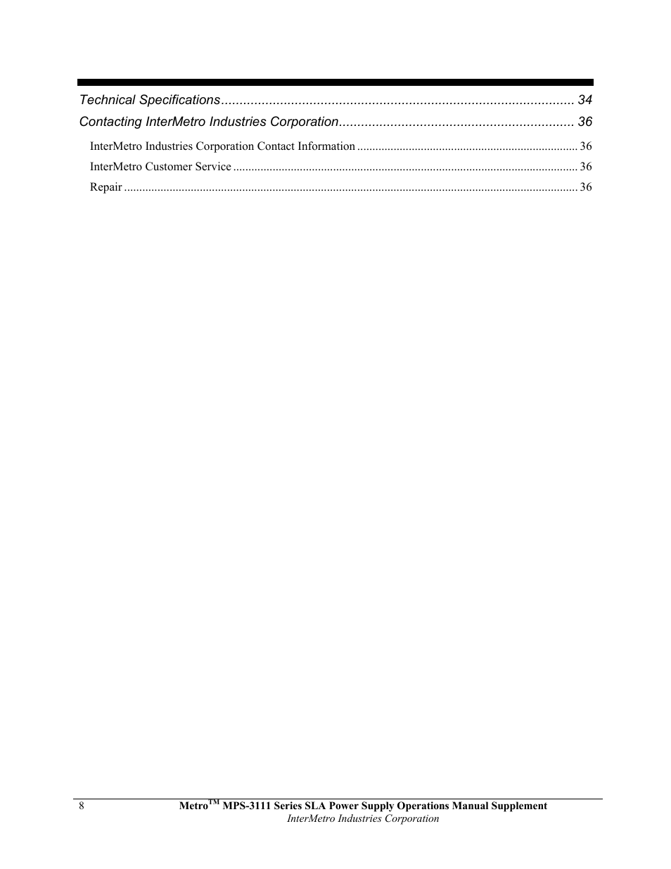 Metro Mobile Computing Workstations MPS-3111 Series Sealed Lead Acid Power Supply User Manual | Page 8 / 36
