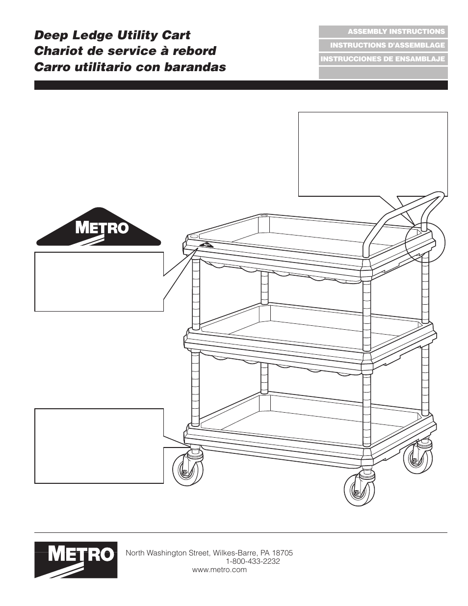 Metro Deep Ledge Utility Cart User Manual | 4 pages