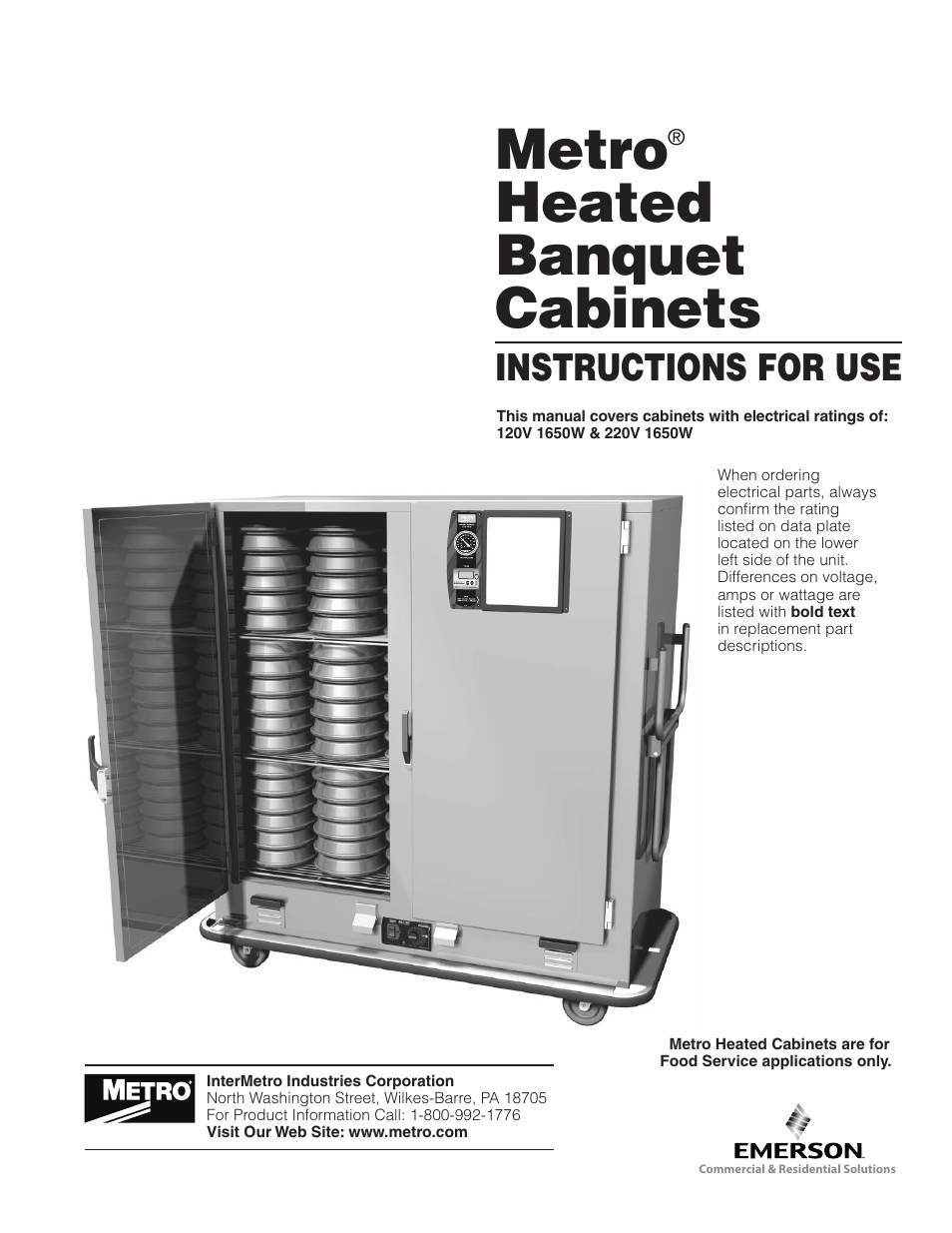 Metro MBQ Heated Banquet Cabinet User Manual | 16 pages