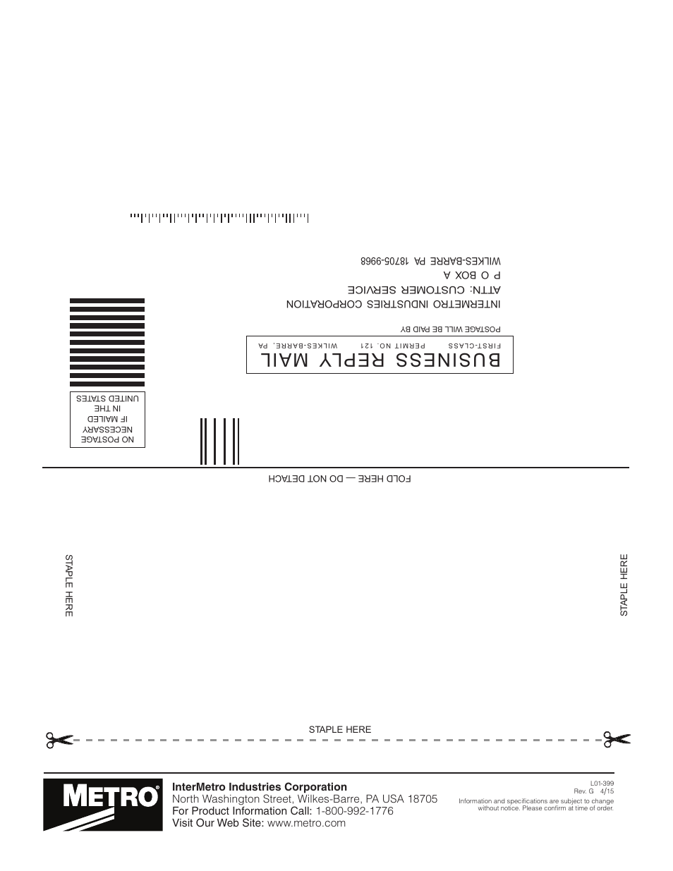 Bu sin es s r ep ly m ail | Metro MBQ Heated Banquet Cabinet User Manual | Page 16 / 16